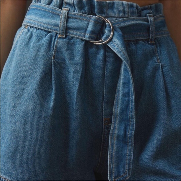 Anthropologie Pilcro Denim Blue Paperbag Waist Belted Women's Shorts - Picture 9 of 11